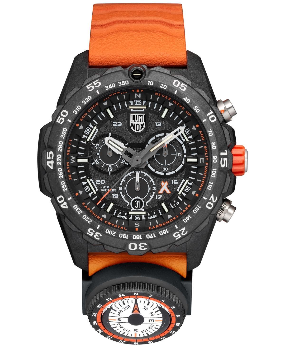 Luminox Mens Swiss Chronograph Bear Grylls Survival Master Series Compass Orange Rubber Strap Watch 45mm Product Image