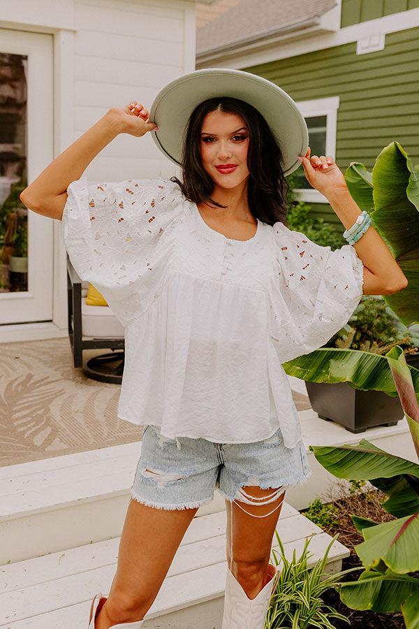 Southern Shores Babydoll Top In White Product Image