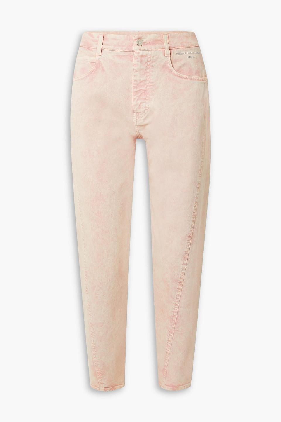 Cropped High-rise Tapered Jeans In Pastel Pink Product Image