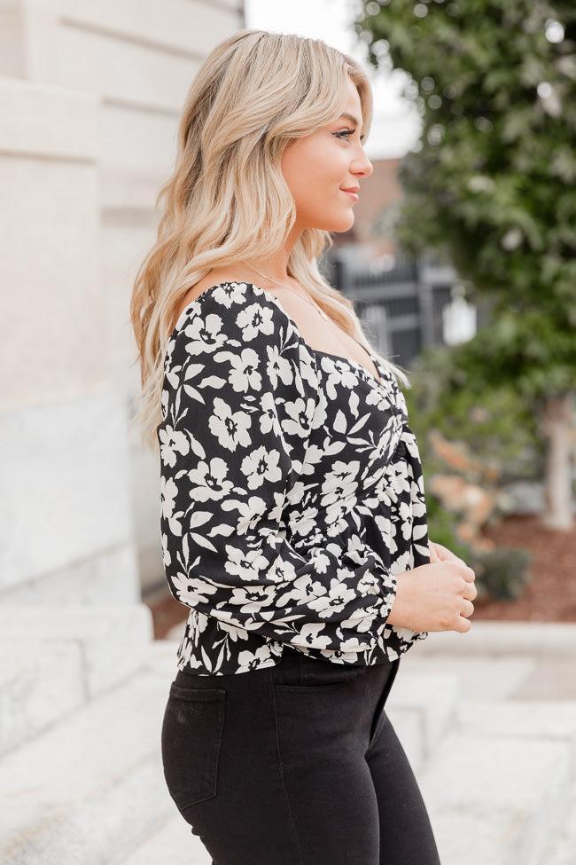 Bold Adventures Black Floral Twist Front Blouse FINAL SALE Product Image