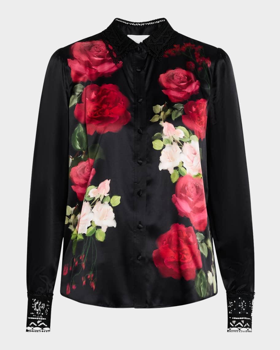 Avori Lace-Trim Floral Blouse Product Image