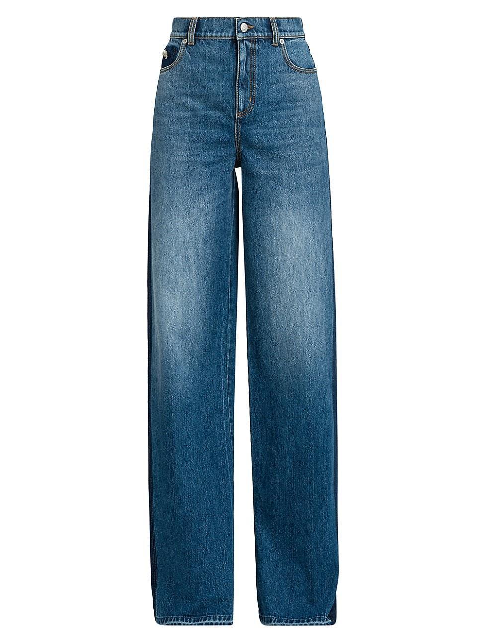 Womens High-Rise Wide-Leg Denim Jeans Product Image