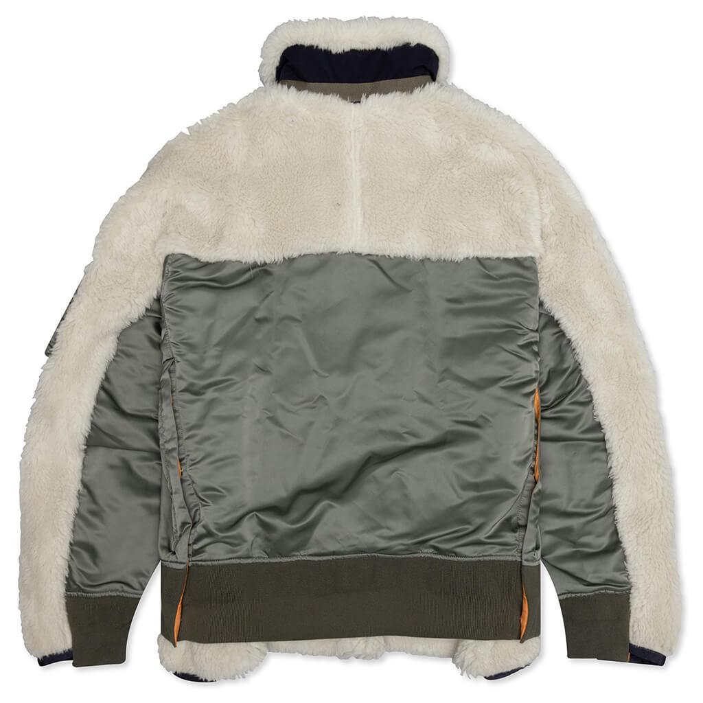 Faux Shearling Nylon Twill Blouson - Ecru Male Product Image