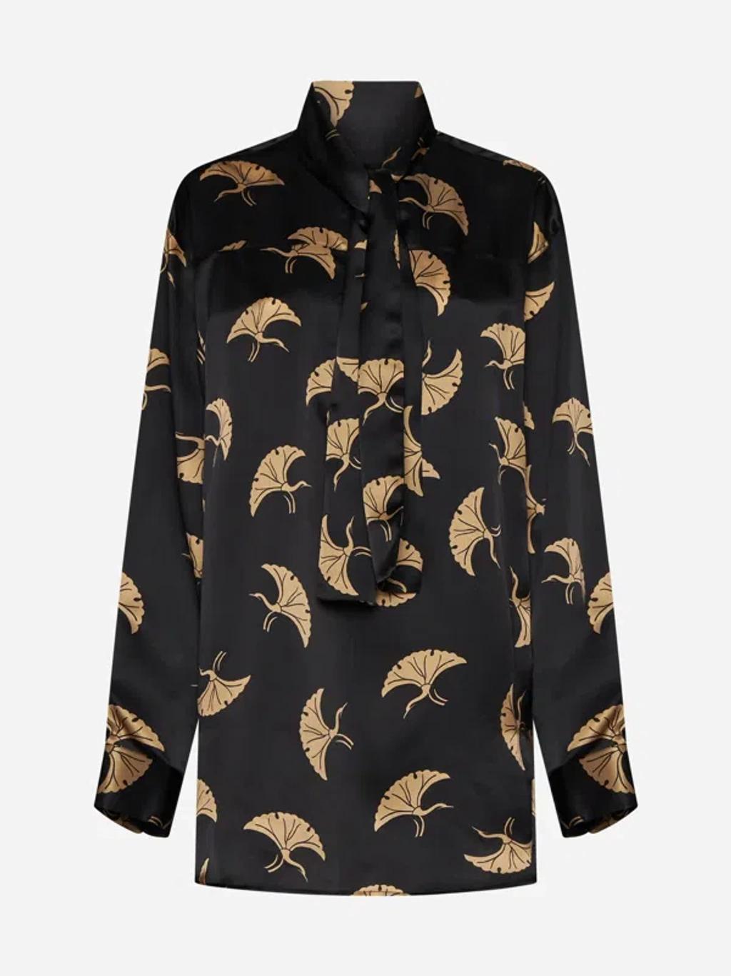 Print Silk Blouse In Black Product Image