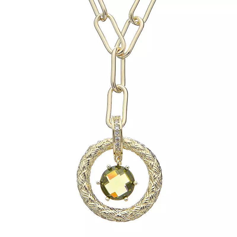 Juvell 18k Gold Plated Simulated Peridot Necklace, Womens, Two Tone Product Image