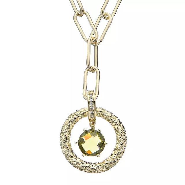 Juvell 18k Gold Plated Simulated Peridot Necklace, Womens, Two Tone Product Image