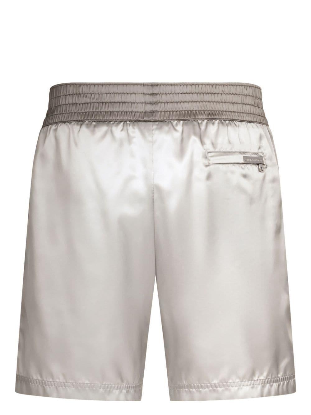 Logo-plaque Satin Swim Shorts In Neutrals Product Image