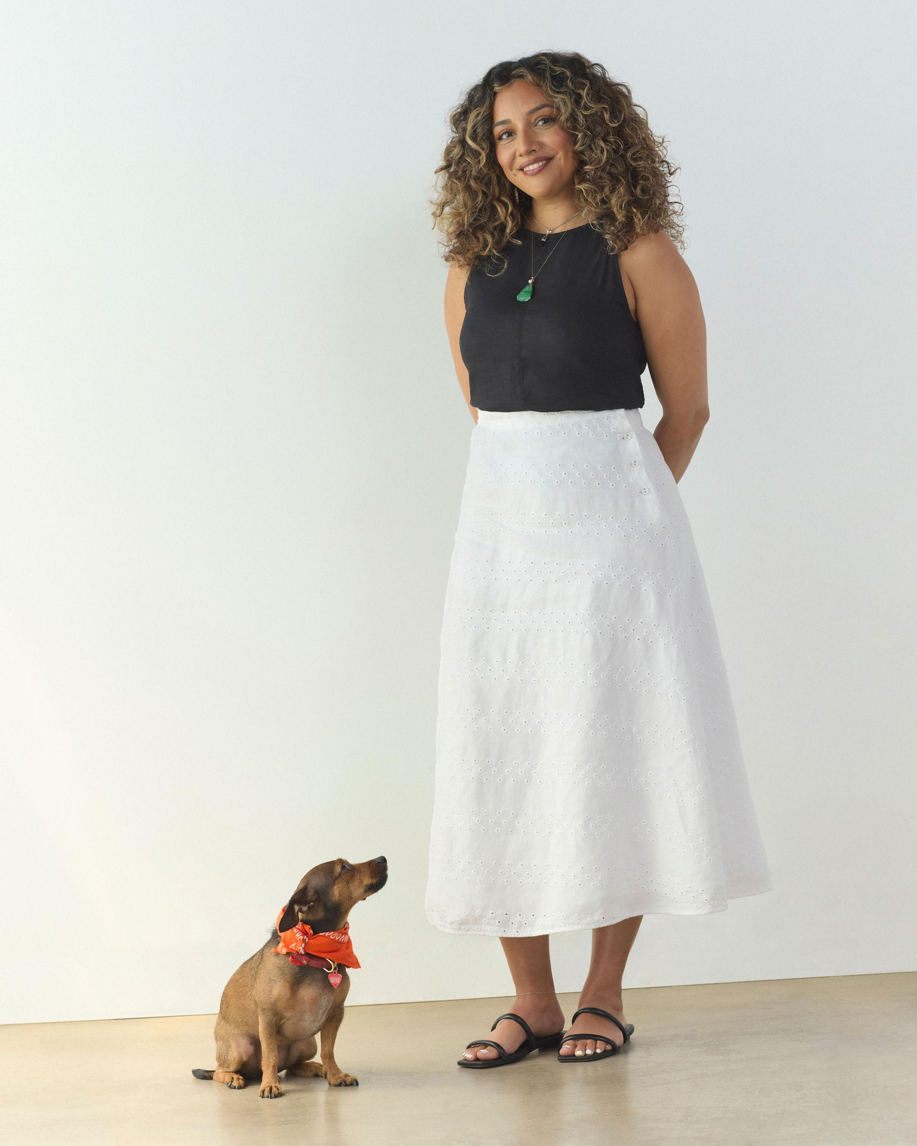 The Linen Eyelet Midi Skirt Product Image