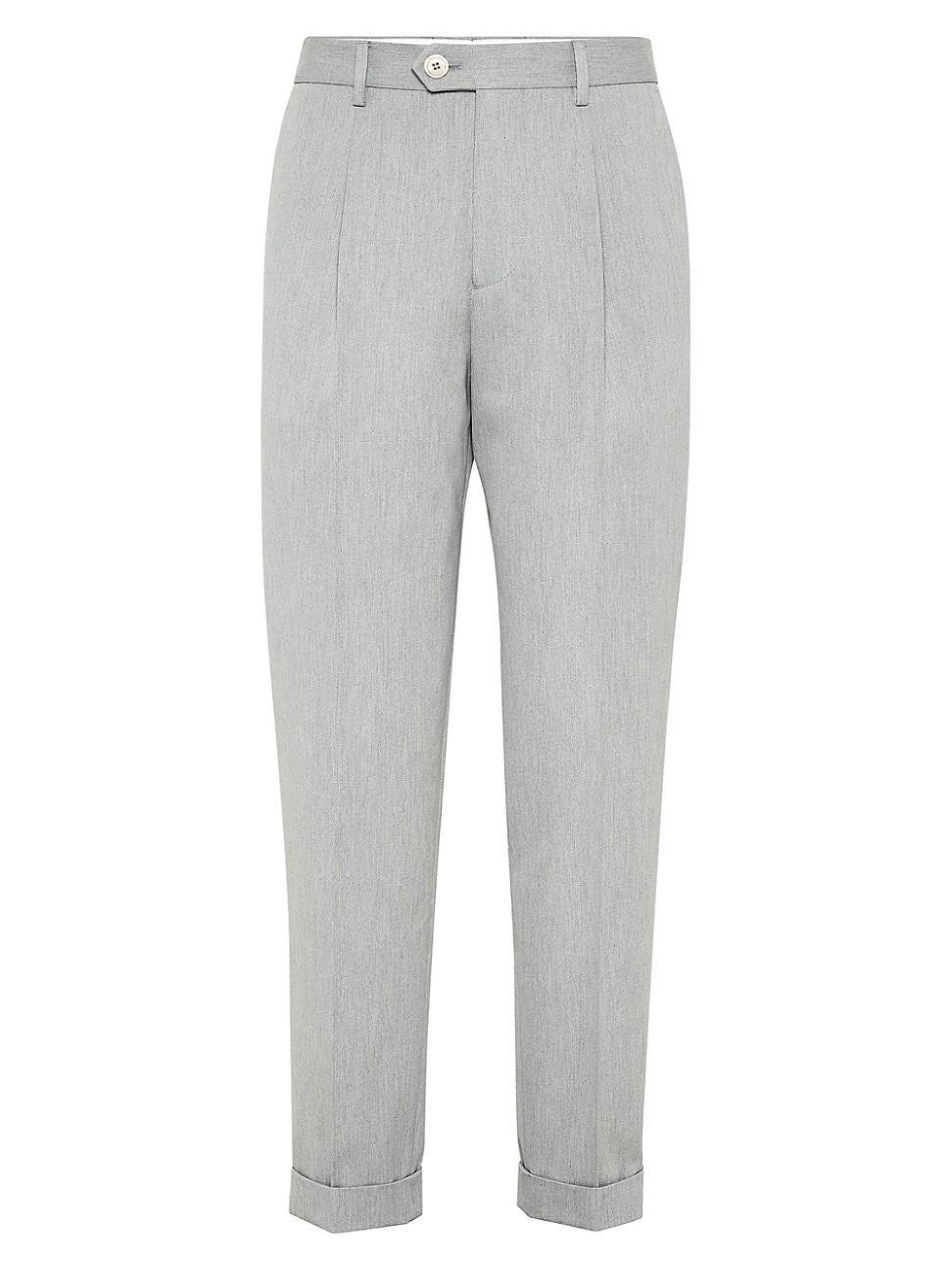 Mens Gabardine Leisure Fit Trousers with Pleat Product Image