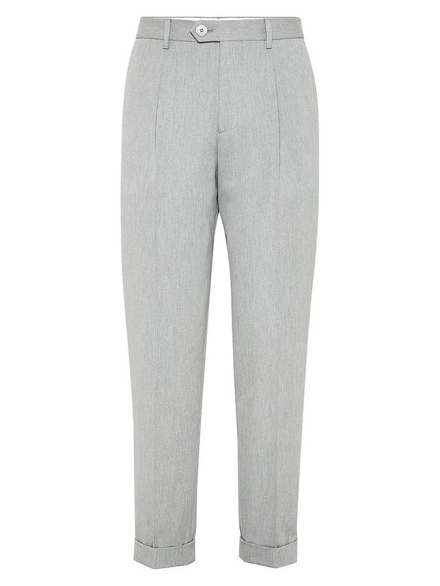 Mens Gabardine Leisure Fit Trousers with Pleat Product Image