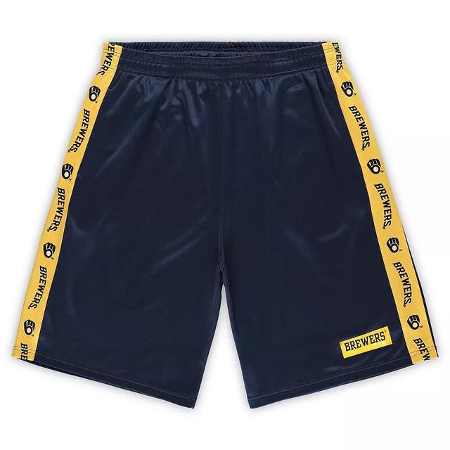 Mens Profile Milwaukee Brewers Big & Tall Fleece Shorts Blue Product Image