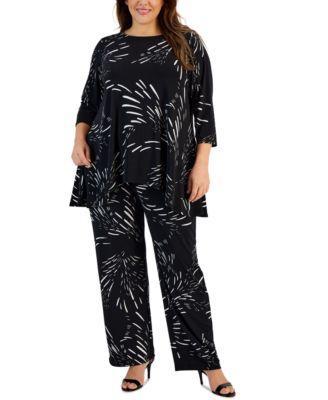 Jm Collection Plus Size Swing Top Wide Leg Pants Created For Macys Product Image