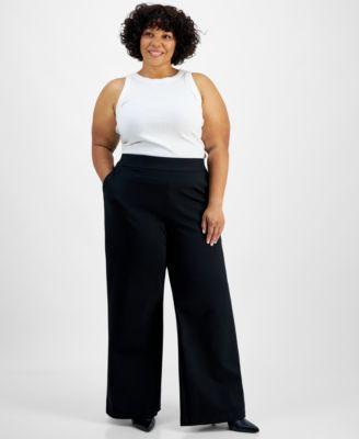 Plus Size Wide-Leg Ponté-Knit Pants, Created for Macy's Product Image