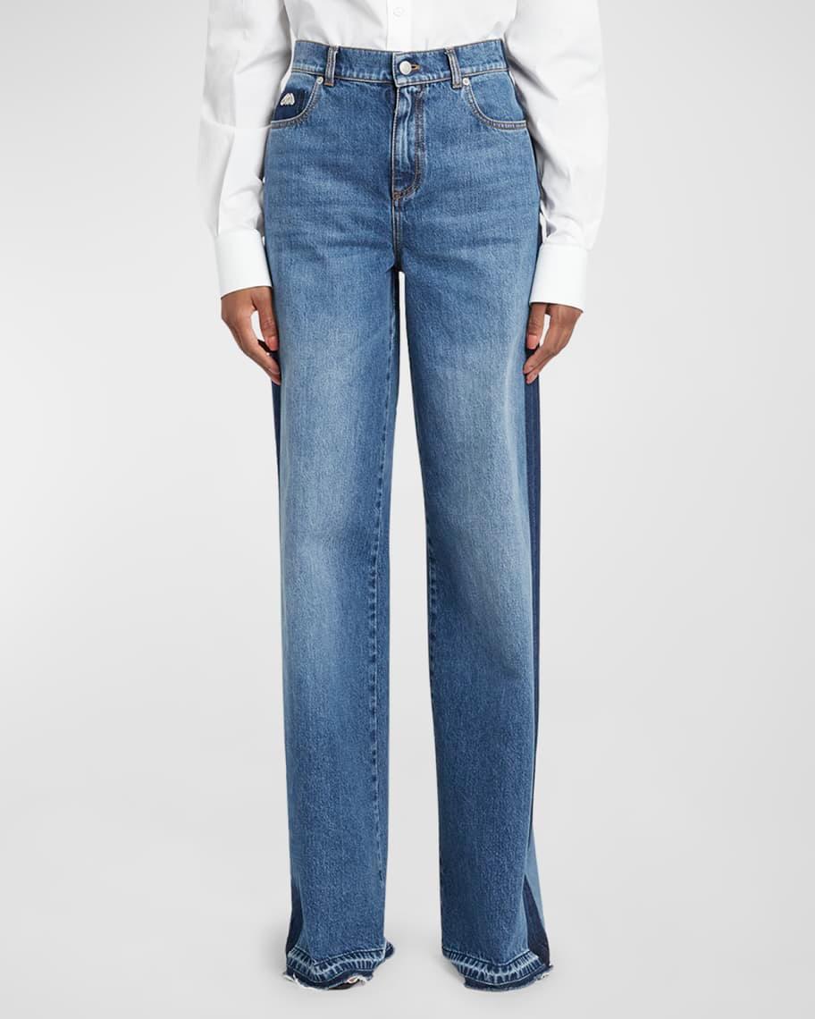 Contrast Wide-Leg Denim Jeans Product Image