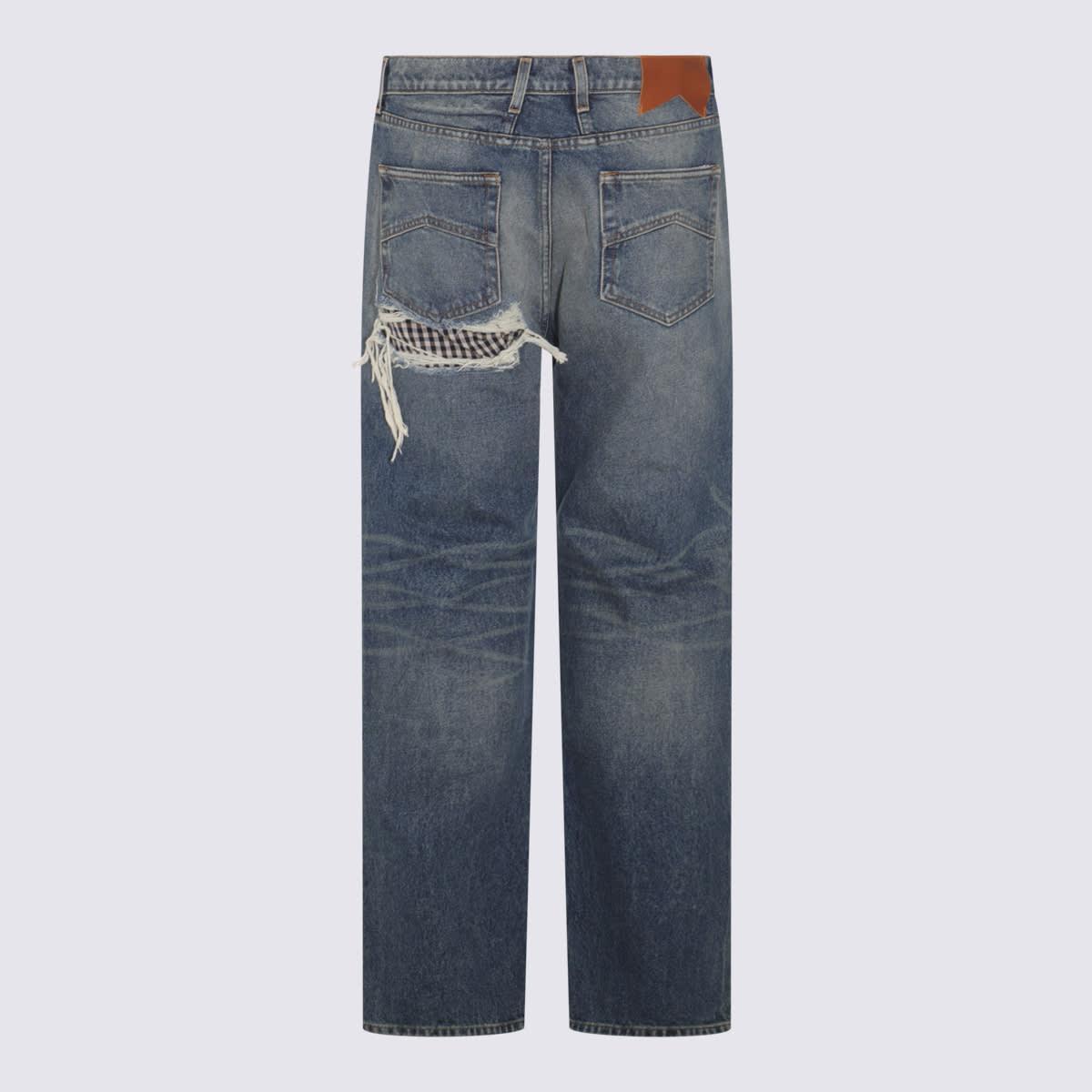 RHUDE Indigo Denim Used Jeans In Blue Product Image