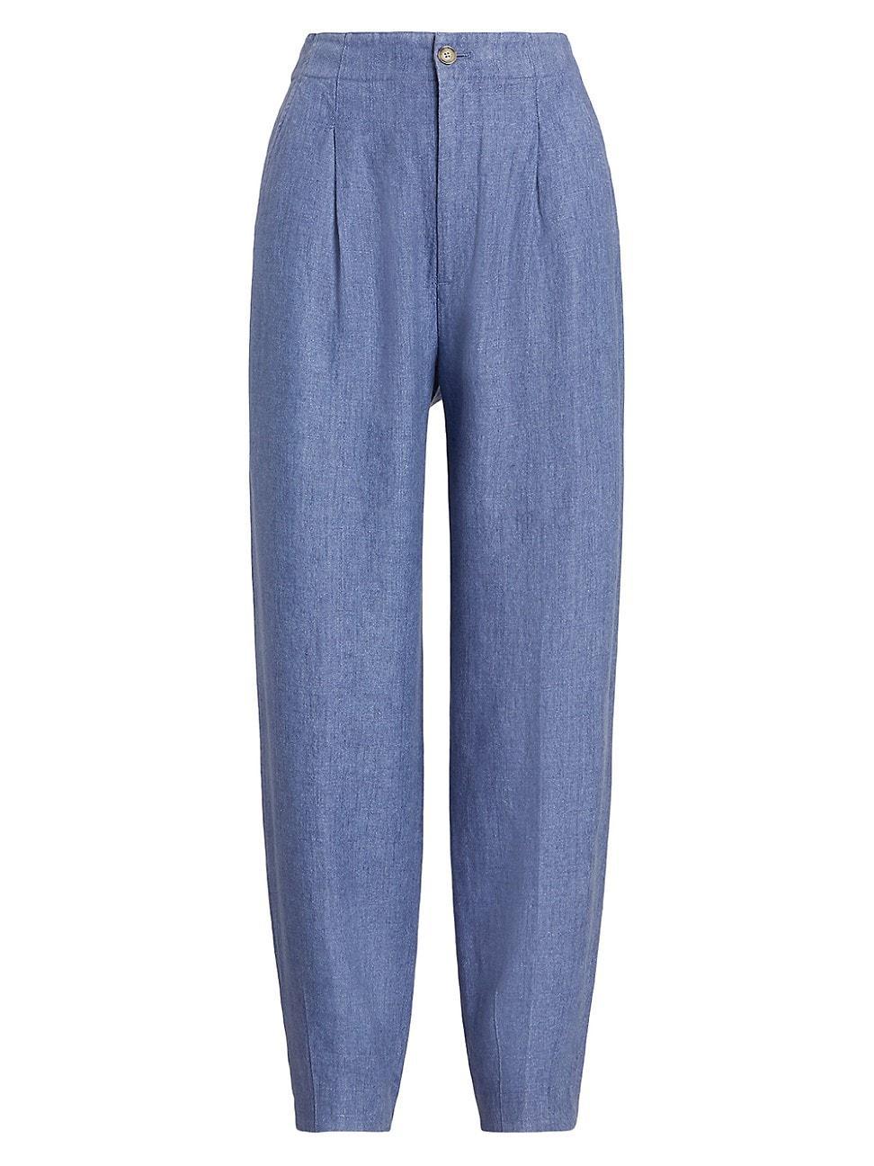 Womens Linen Curved Tapered Pants Product Image