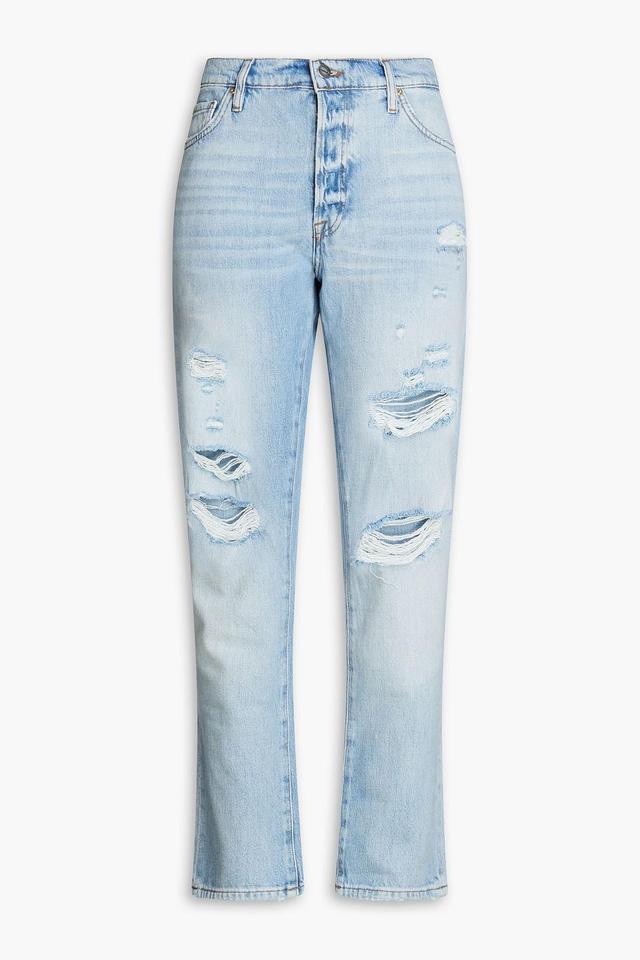 Le Slouch Hoch Sitzende Jeans Mit Geradem Bein In Distressed-optik In Light Denim Product Image