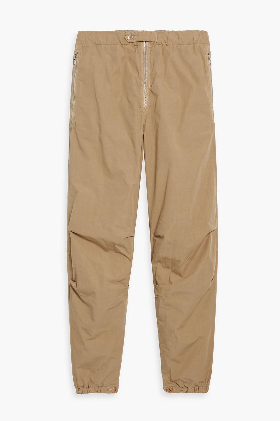 Zip-detailed Cotton-canvas Pants In Sand Product Image