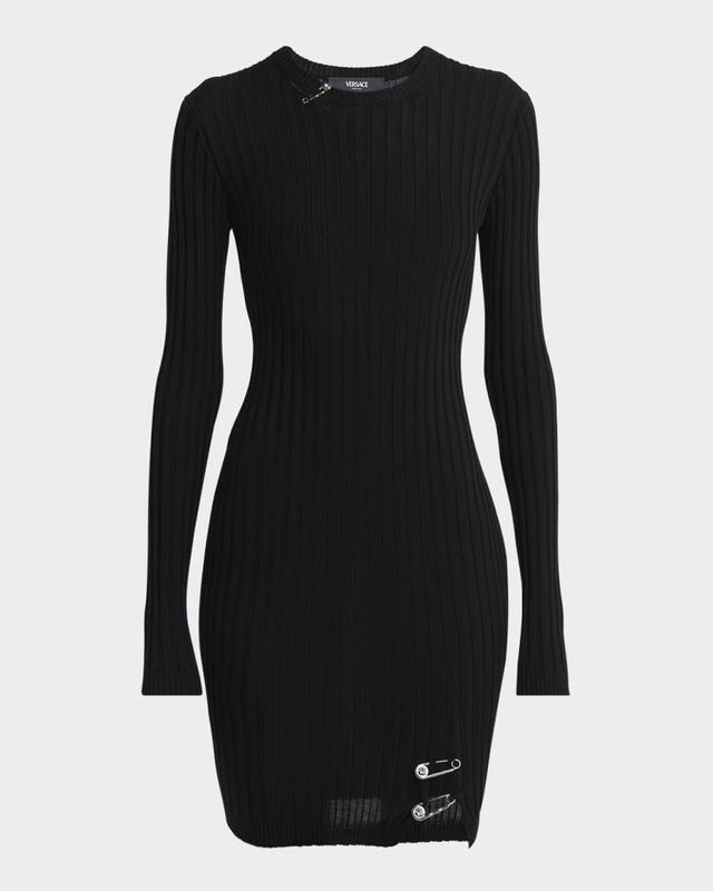 Safety-Pin Slit Vanise Knit Mini Dress Product Image