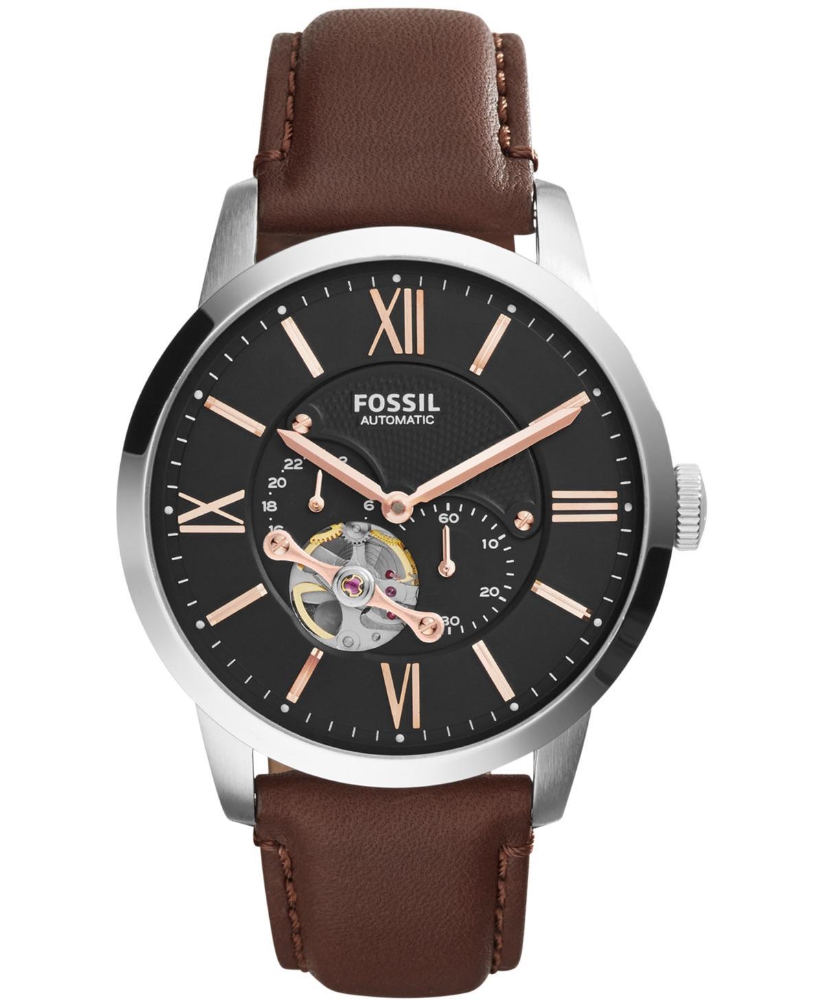 Fossil Mens Automatic Townsman Brown Leather Strap Watch 44mm ME3061 Product Image