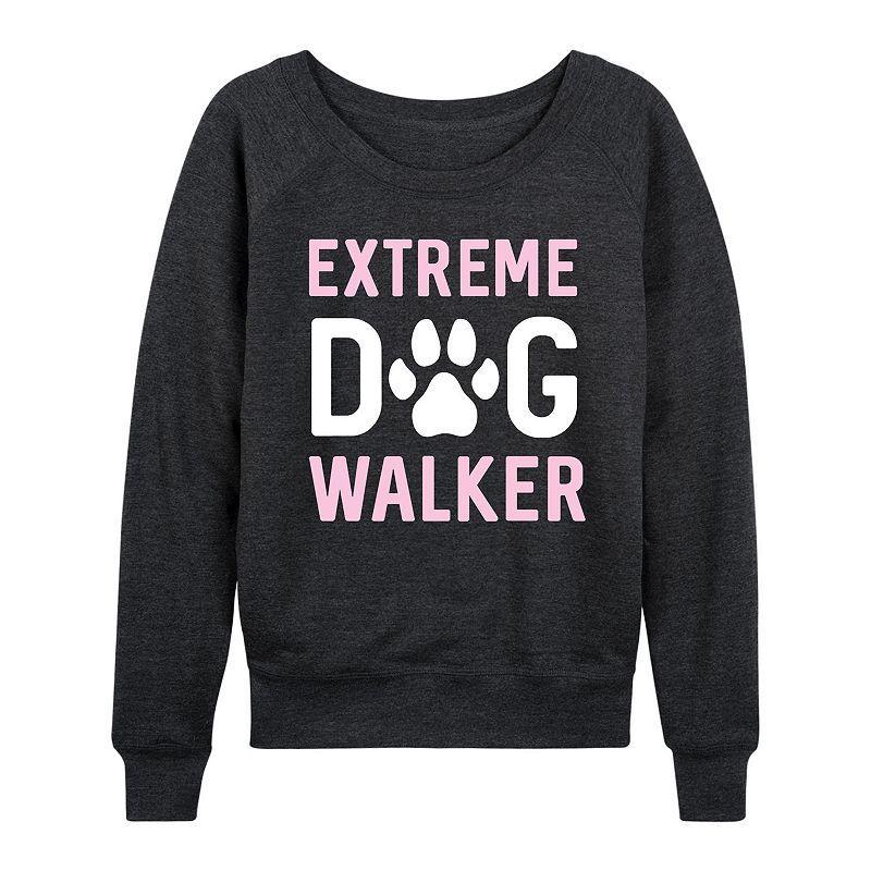 Womens Extreme Dog Walker Lightweight French Terry Sweatshirt Heather Grey Product Image