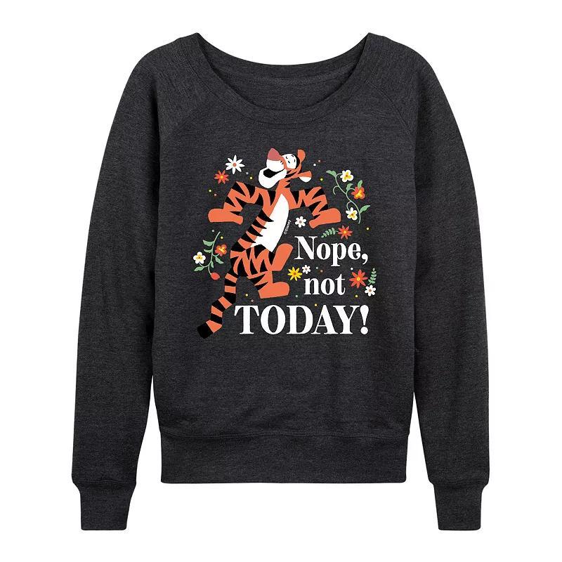 Disneys Winnie the Pooh Tigger Womens Nope Not Today Lightweight French Terry Sweatshirt, Girls Heather Grey Product Image