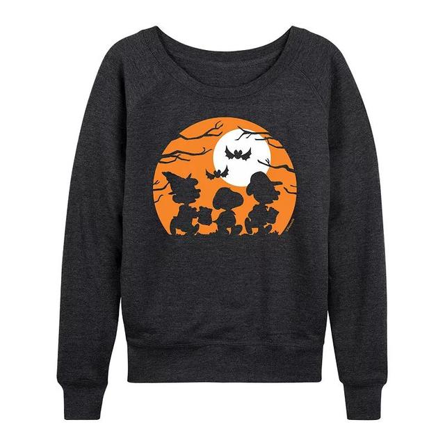 Womens Peanuts Trick Or Treat Lightweight French Terry Sweatshirt Grey Blue Product Image