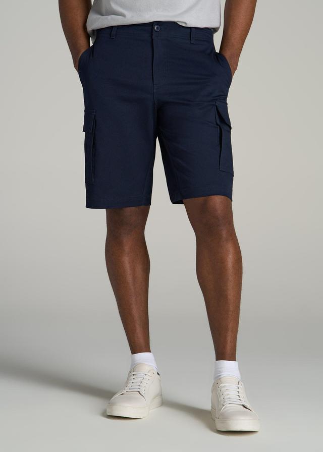 Stretch Twill Cargo Shorts for Tall Men in Evening Blue Product Image