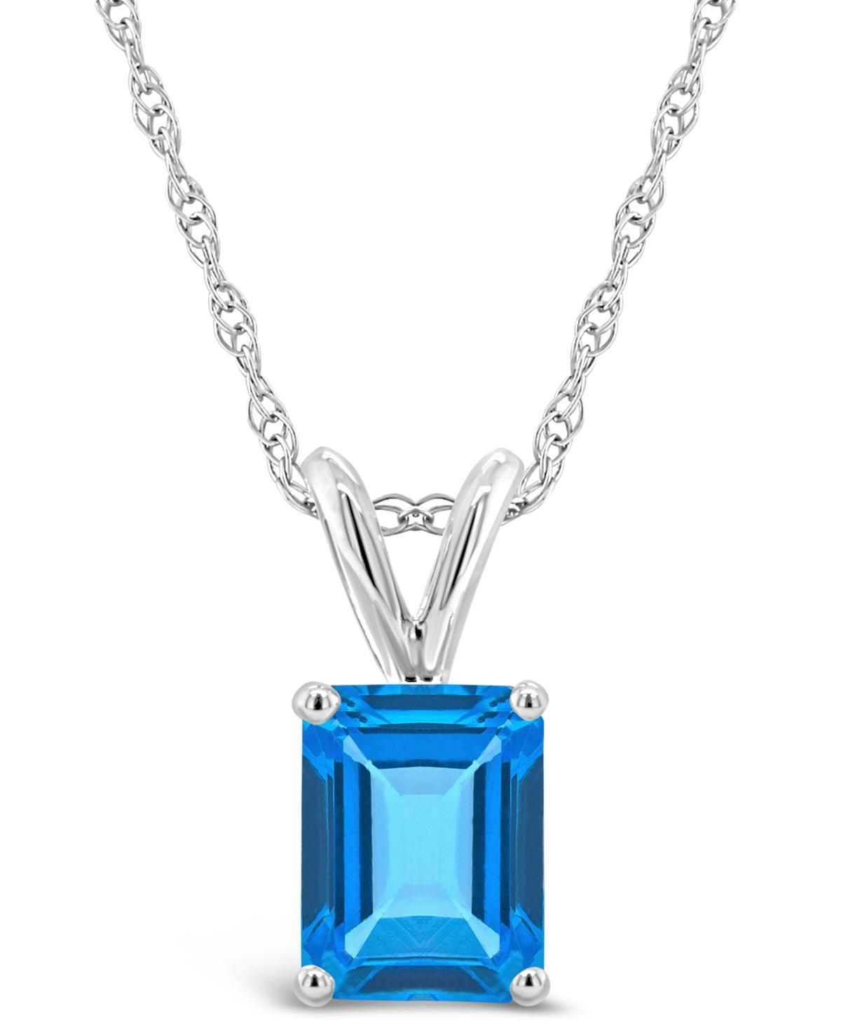 Celebration Gems 14k Gold Emerald Cut Blue Topaz Pendant Necklace, Womens Product Image