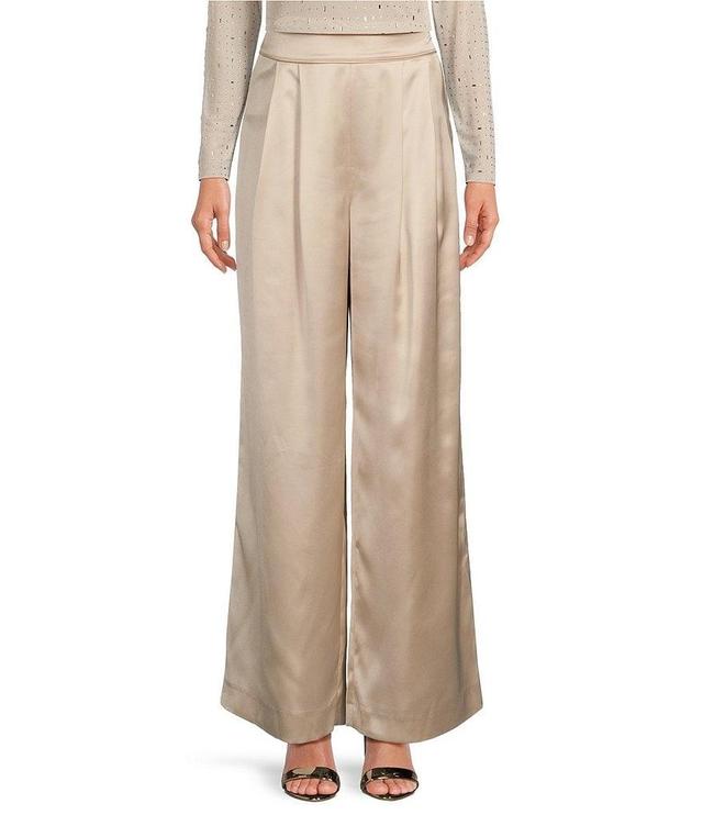 Gianni Bini Devon Wide Leg High Rise Satin Pants Product Image