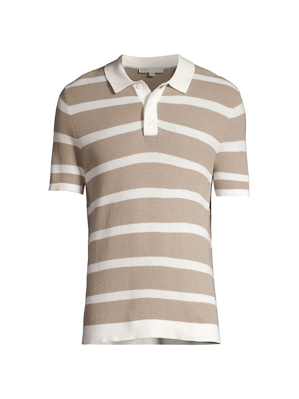 Mens Striped Cotton Knit Polo Shirt Product Image