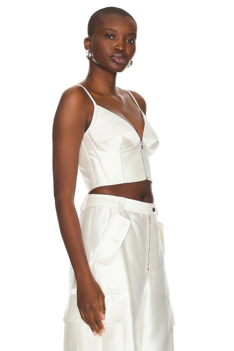 Christopher John Rogers Zip Front Bralette Top Ivory. (also in ). Product Image