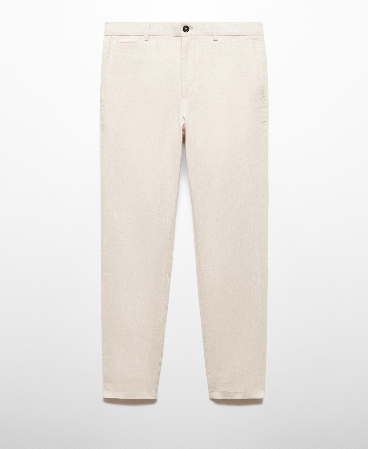 MANGO MAN - Slim-fit 100% linen pants ecruMen Product Image