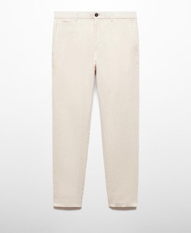 MANGO MAN - Slim-fit 100% linen pants ecruMen Product Image