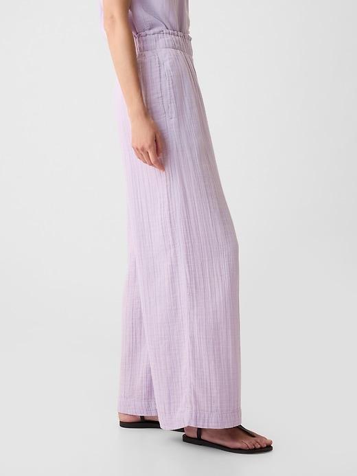 Mid Rise Crinkle Gauze Wide-Leg Pants Product Image