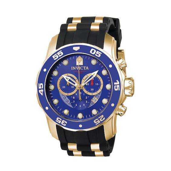 Men's Invicta Pro Diver Two-Tone Chronograph Strap Watch with Blue Dial (Model: 6983) Product Image