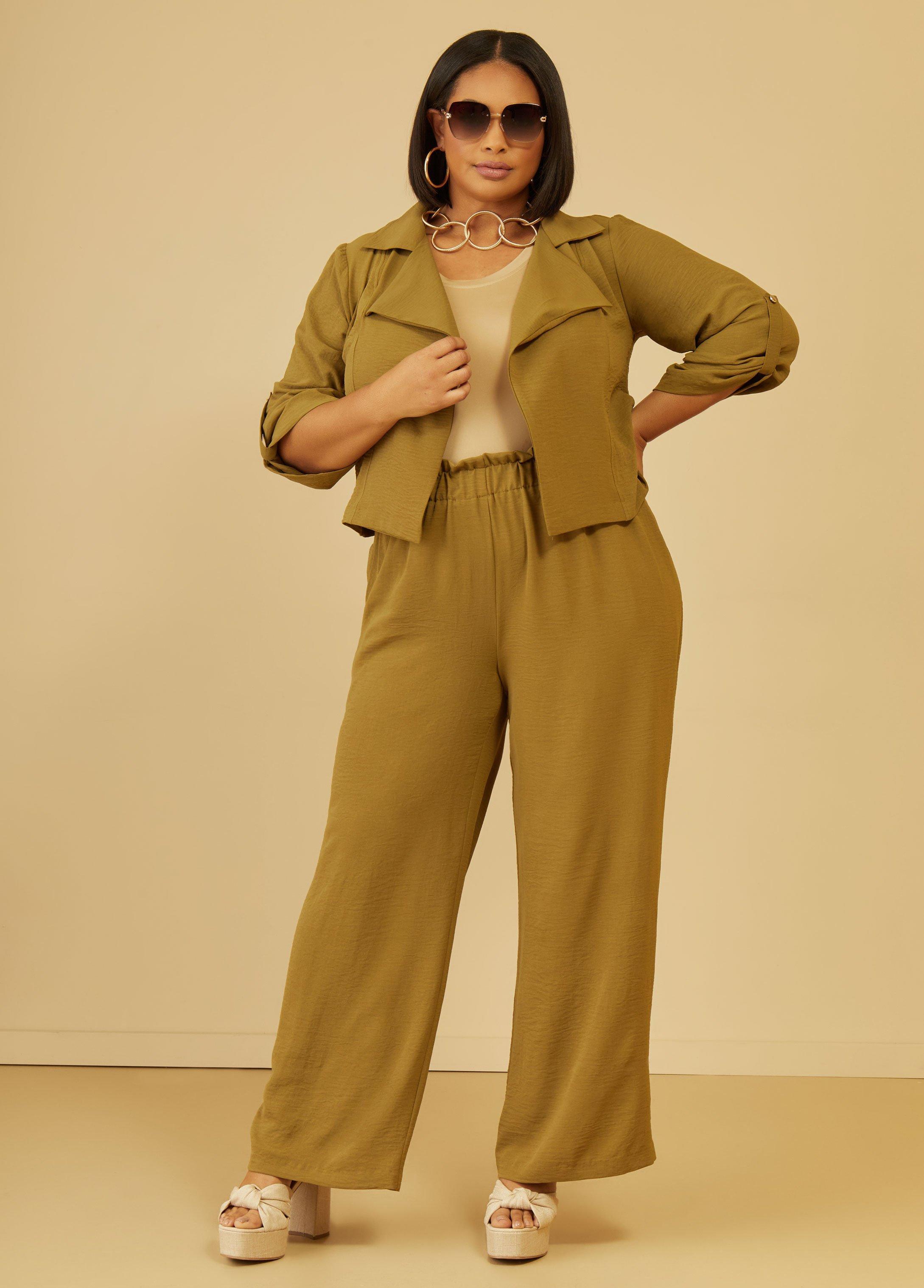 Plus Size Gathered Straight Leg Pants Ashley Stewart Product Image