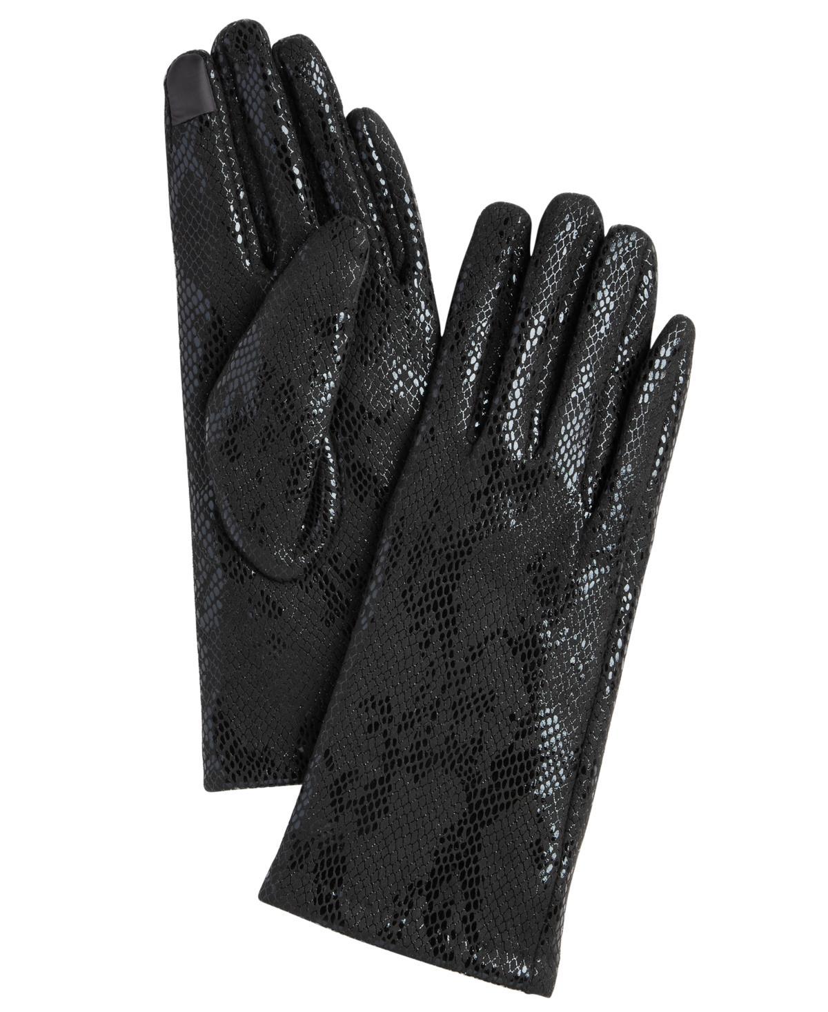 Marcus Adler Womens Faux Suede Reptile Touchscreen Gloves Product Image