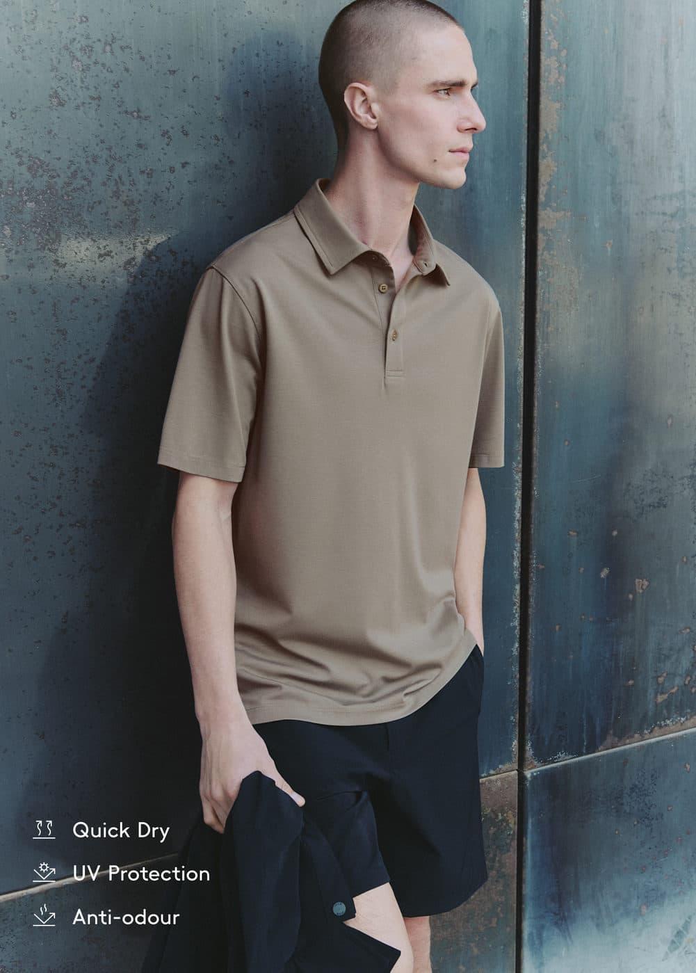 MANGO MAN - Slim-fit quick-drying polo shirt khakiMen Product Image