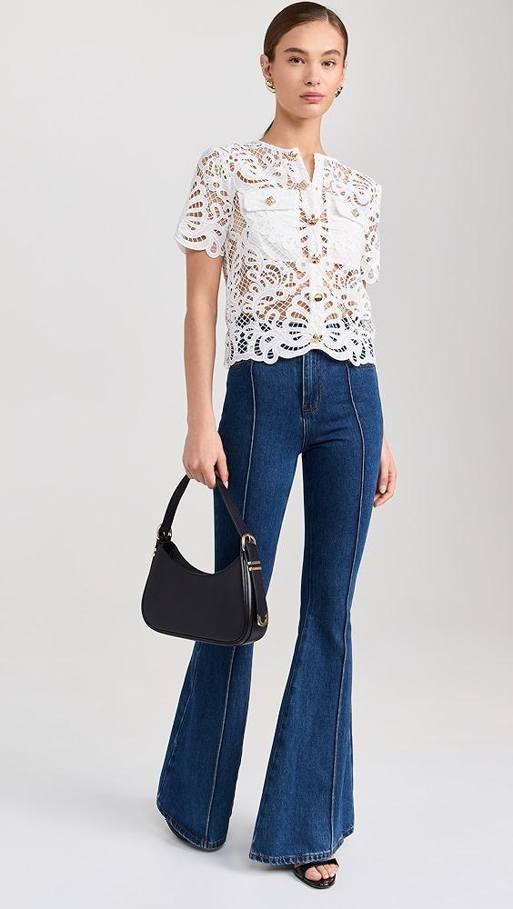 Self Portrait Denim Kick Flare Jeans | Shopbop Product Image