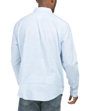 Long Sleeve Linen Cotton Blend Stretch Shirt for Men Product Image