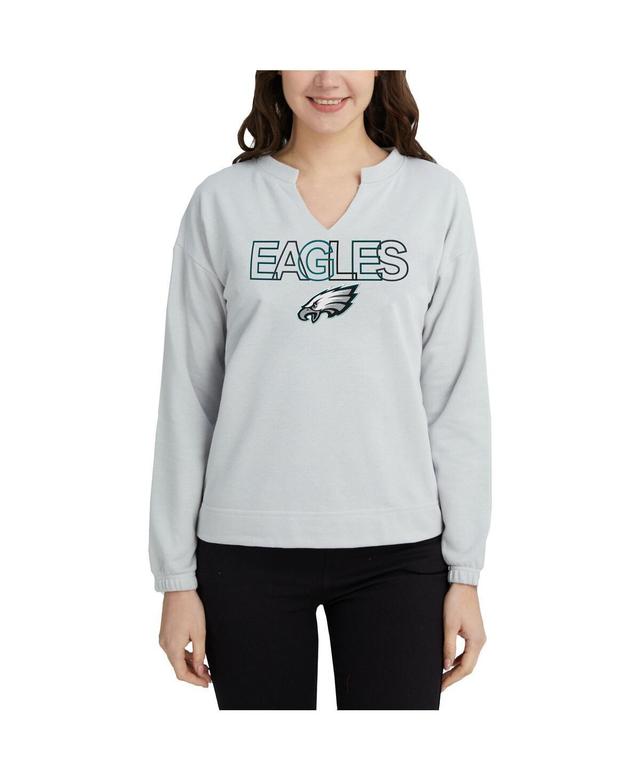 Womens Concepts Sport Gray Philadelphia Eagles Sunray Notch Neck Long Sleeve T-shirt Product Image