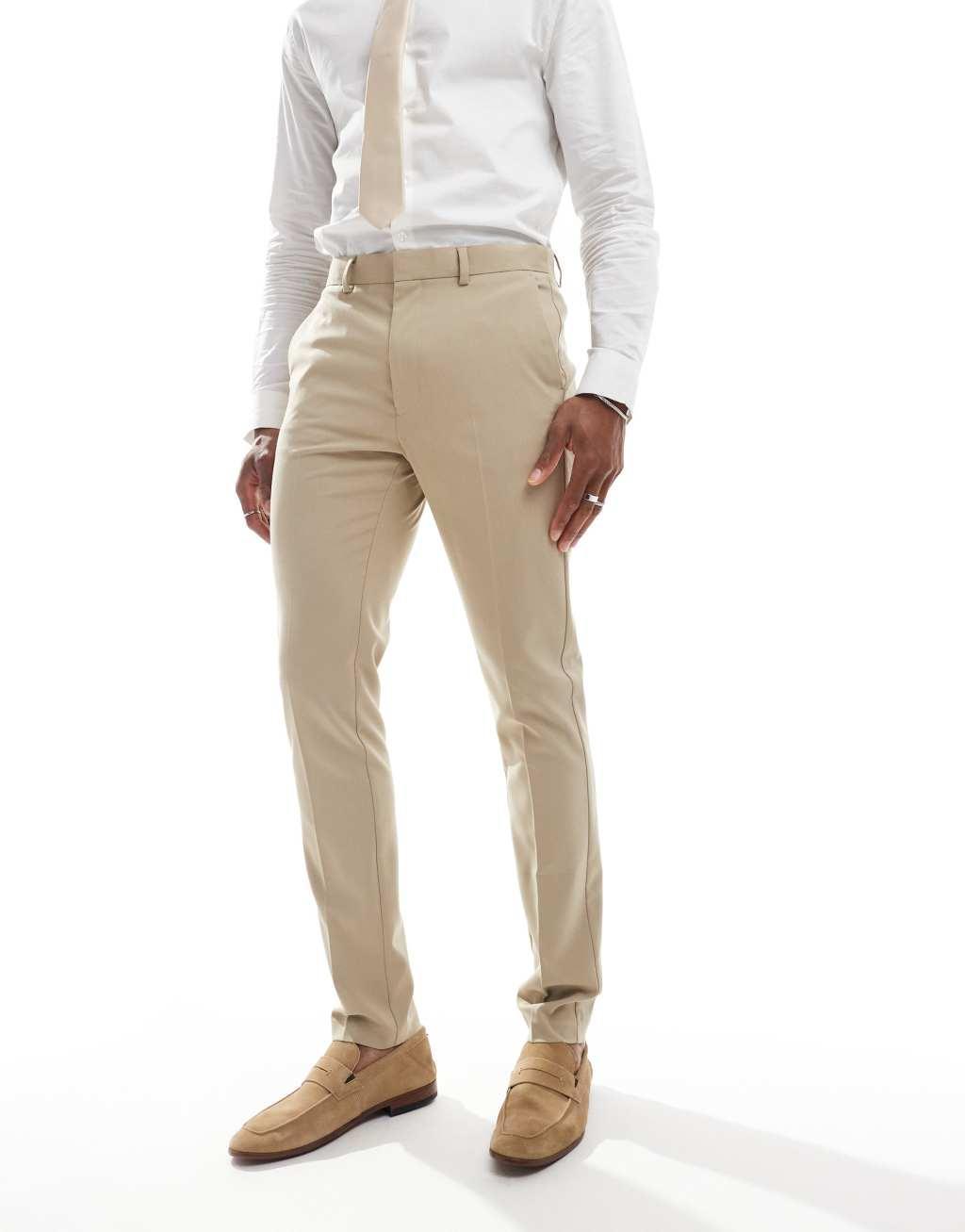 ASOS DESIGN skinny suit pants in stone Product Image