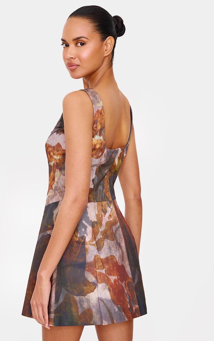 Olive Floral Corset A Line Shift Dress Product Image