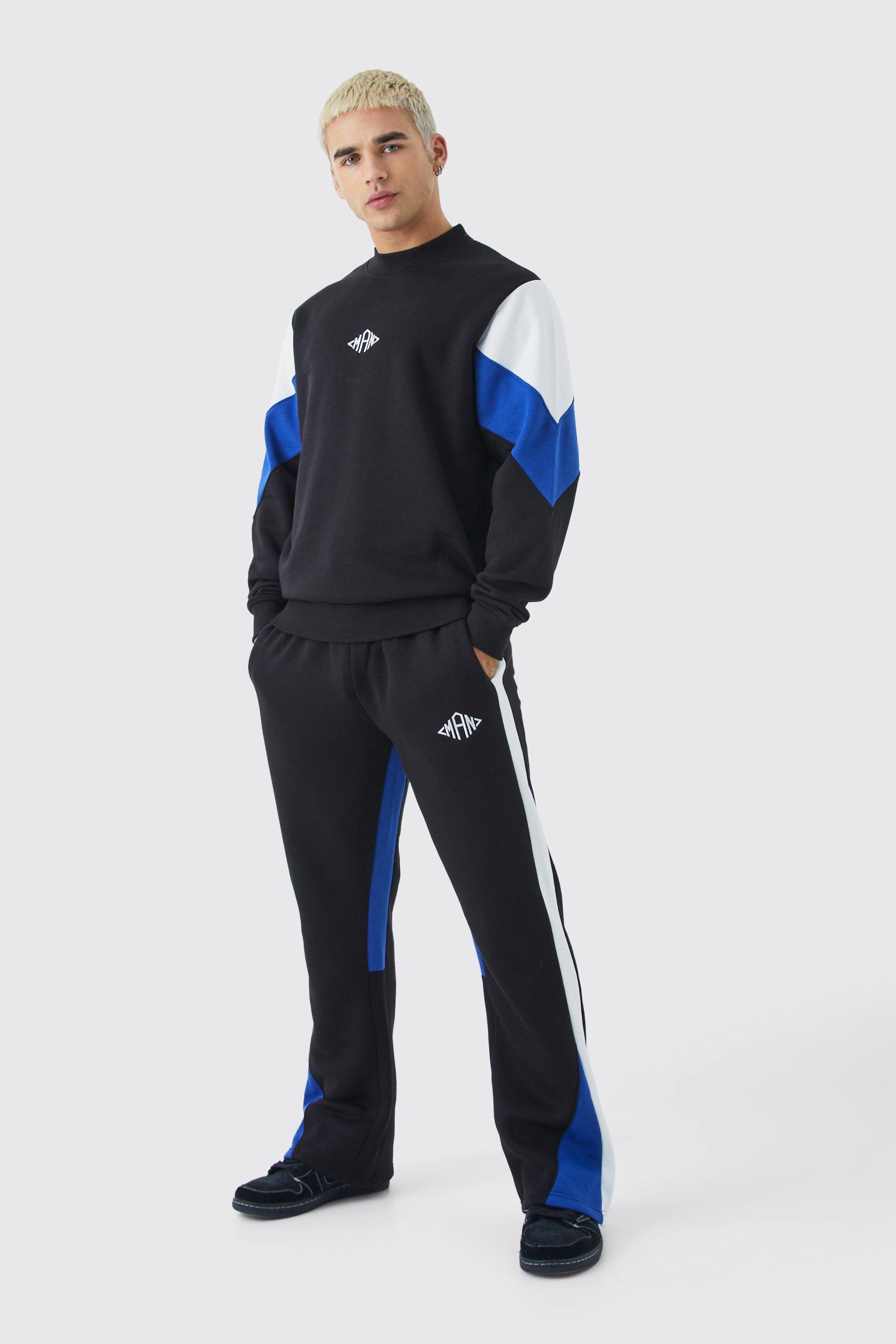 Man Colour Block Sweatshirt Gusset Tracksuit | boohooMAN USA Product Image