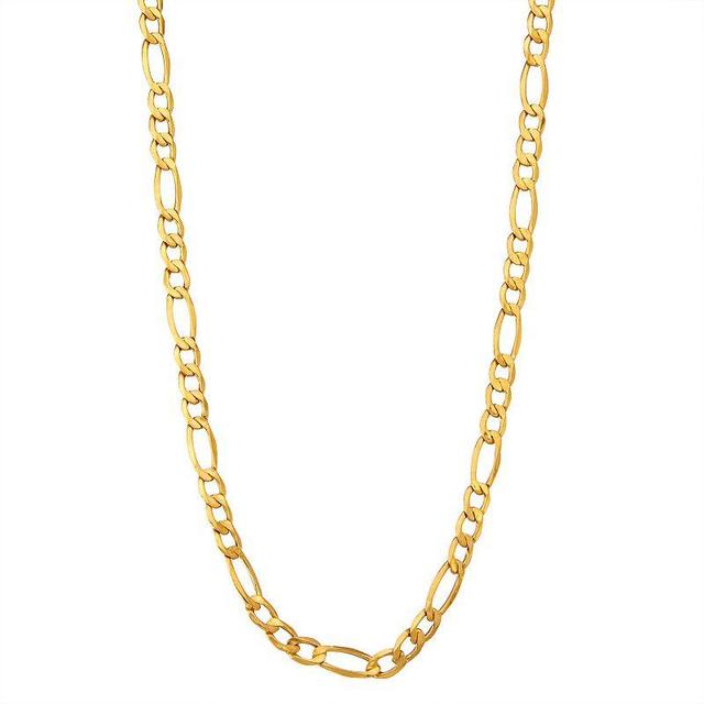 Jordan Blue Mens 14k Gold Hollow Figaro Chain Necklace Yellow Product Image