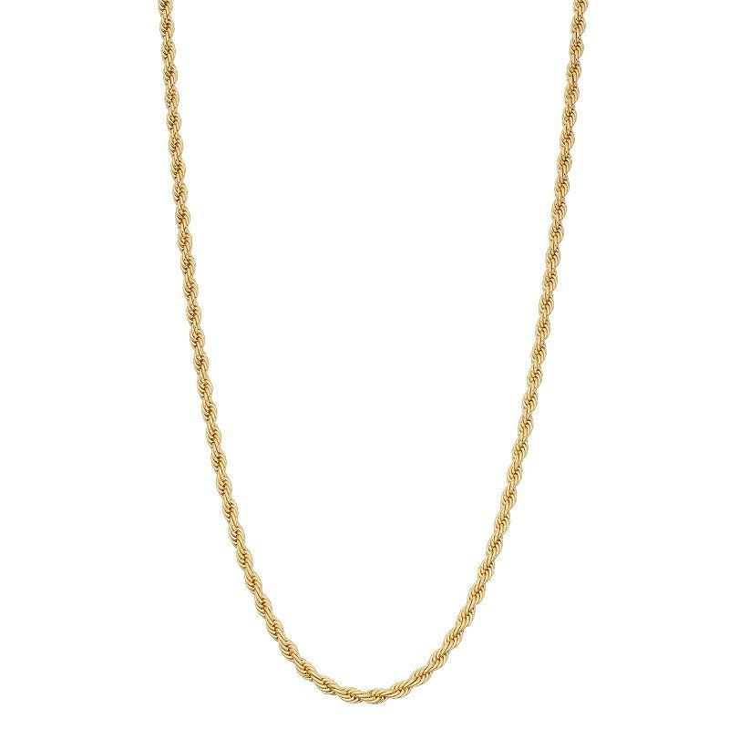 Mens Unbranded 14K over Brass 24 Diamond Cut Rope Chain Necklace, Mens, Gold Tone Product Image