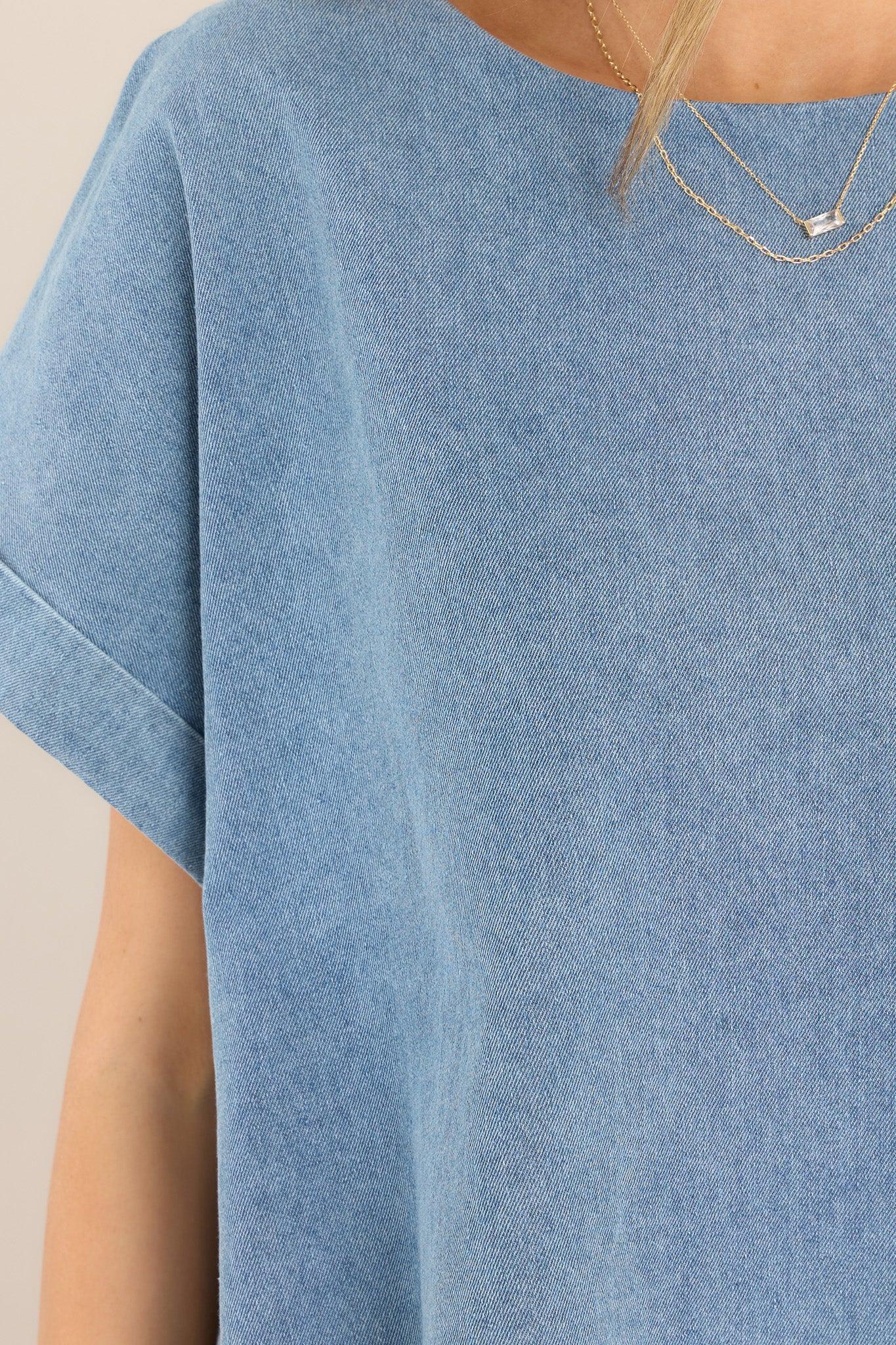 Slight Breeze Chambray Top Blue Product Image