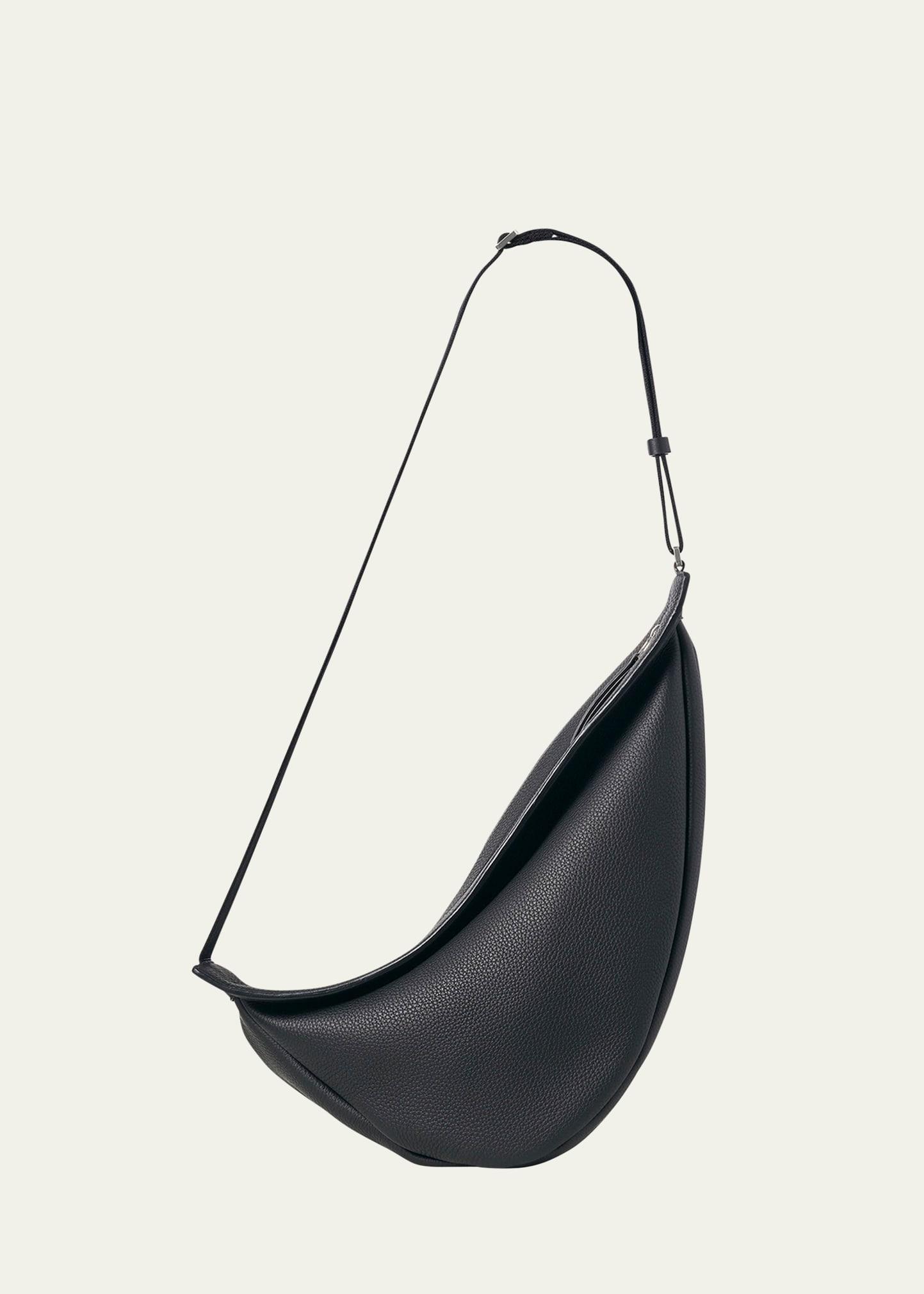 THE ROW Large Slouchy Banana Bag in Luxe Grain Leather  - BLACK Product Image