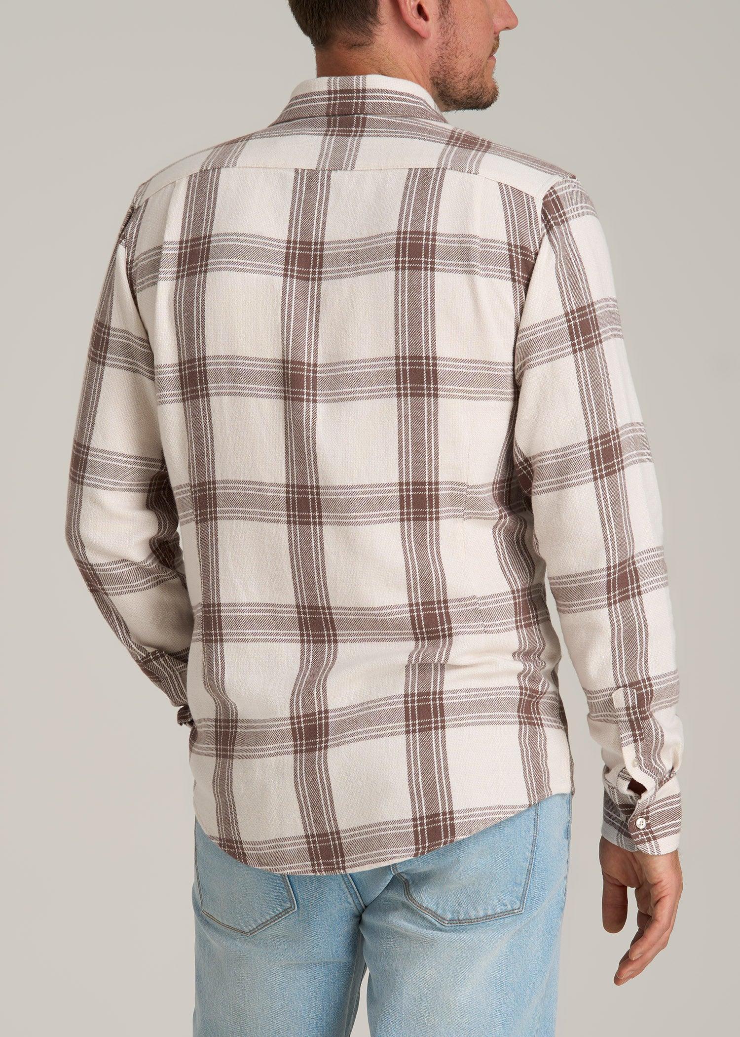 Nelson Flannel Shirt for Tall Men in Beige Plaid Product Image